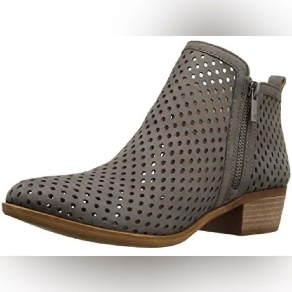 Lucky Brand Taupe Perforated Ankle Booties
